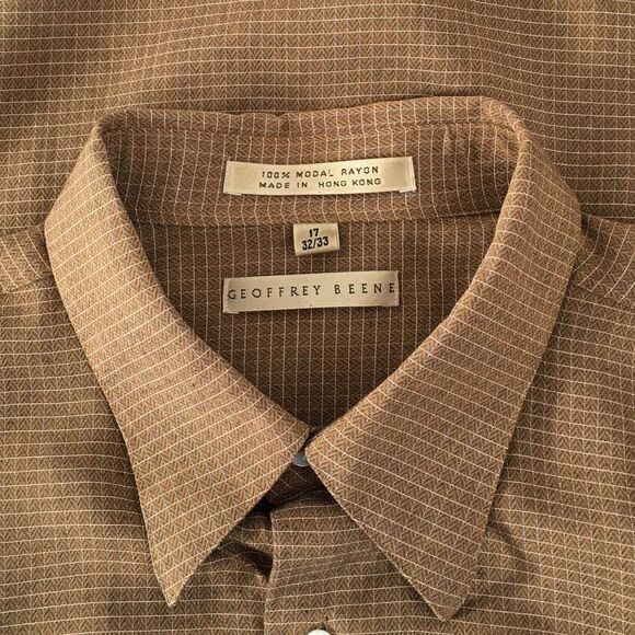 🔃Geoffrey Beene Button Down Brown Dress Shirt - Picture 4 of 6